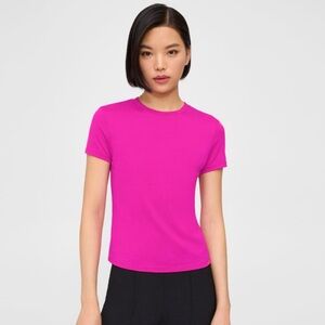 NWT Theory Carnation Hot Pink Organic Cotton Apex Tiny Tee Short Sleeve Crewneck